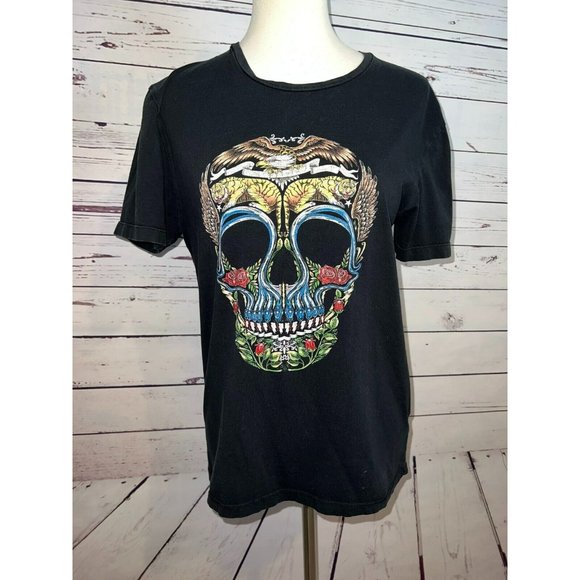 Zara Man Tee Shirt Medium Graphic T-Shirt Skeleton Skull Black Gothic‎ Halloween - Picture 1 of 7